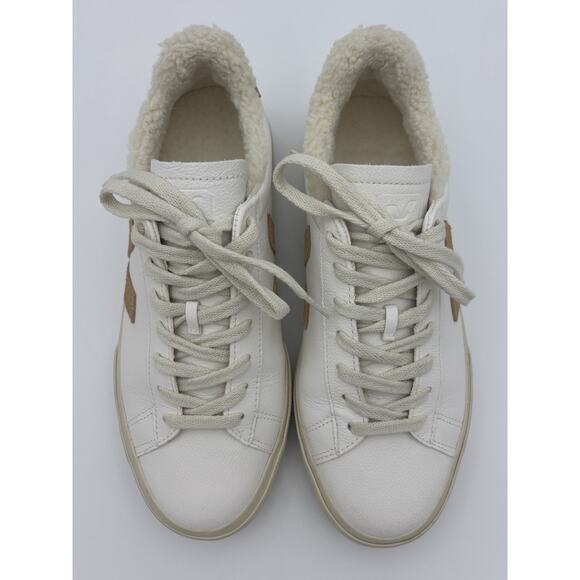 Veja Campo Winter Sneakers Shearling Lined White Leather Tan Suede Size 11